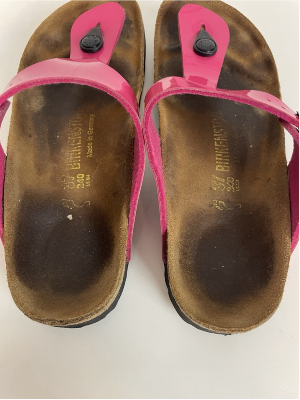 Birkenstock Gizeh Sandals Womens 37 Glossy Patent Pink Leather Fuchsia Tulip - Picture 5 of 12